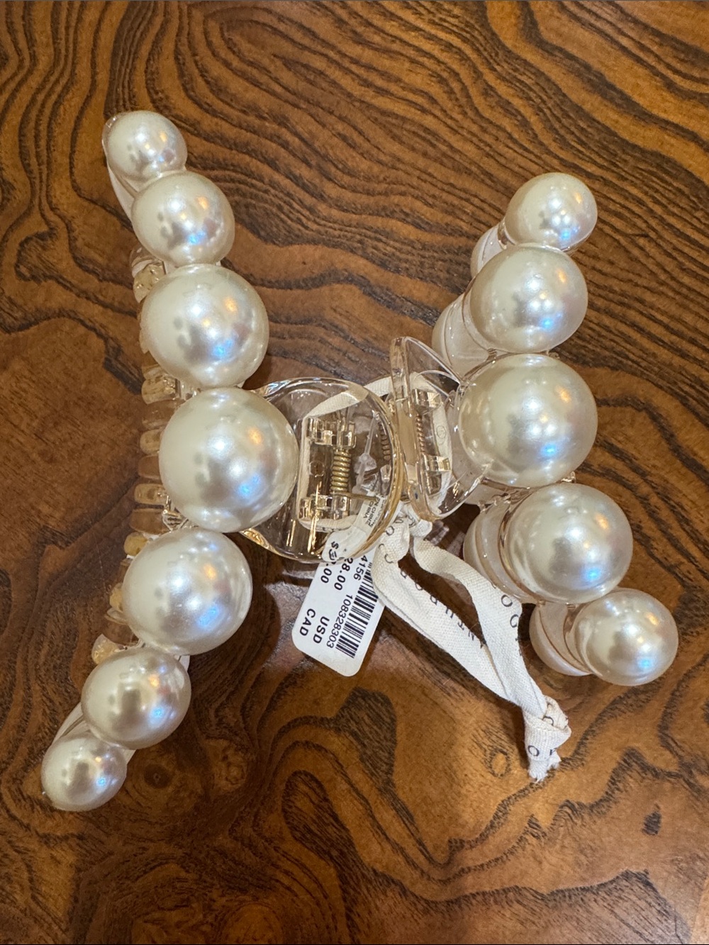 Anthropologie (2) Pearl-Embellished Hair Claw - Ivory Pearlescent